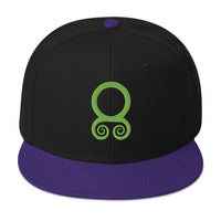Green Viking Troll Cross Norse Flat Bill Cap embroidered snapback hat, product image 4