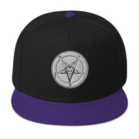 White Baphomet Sigil Snapback – Occult Satanic Flat Bill Hat, Gothic Dark Aesthetic, Alt Streetwear Embroidered Cap embroidered snapback hat, product image 4