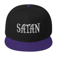 White Satan Pure Evil Snapback – Occult Flat Bill Cap, Gothic Embroidered Hat for Alt Fashion, Horror Dark Streetwear embroidered snapback hat, product image 4
