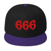 Red 666 embroidered snapback hat, product image 4