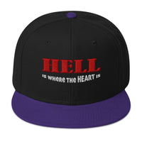 Hell Is Where The Heart Is Snapback – Satanic Occult Flat Bill Cap Metalheads Embroidered Hat for Alt Horror Fashion embroidered snapback hat, product image 4
