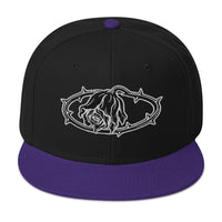 Crown of Thorns Black Death Rose embroidered snapback hat, product image 5