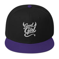 Good Girl Devil Horns and Tail embroidered snapback hat, product image 5
