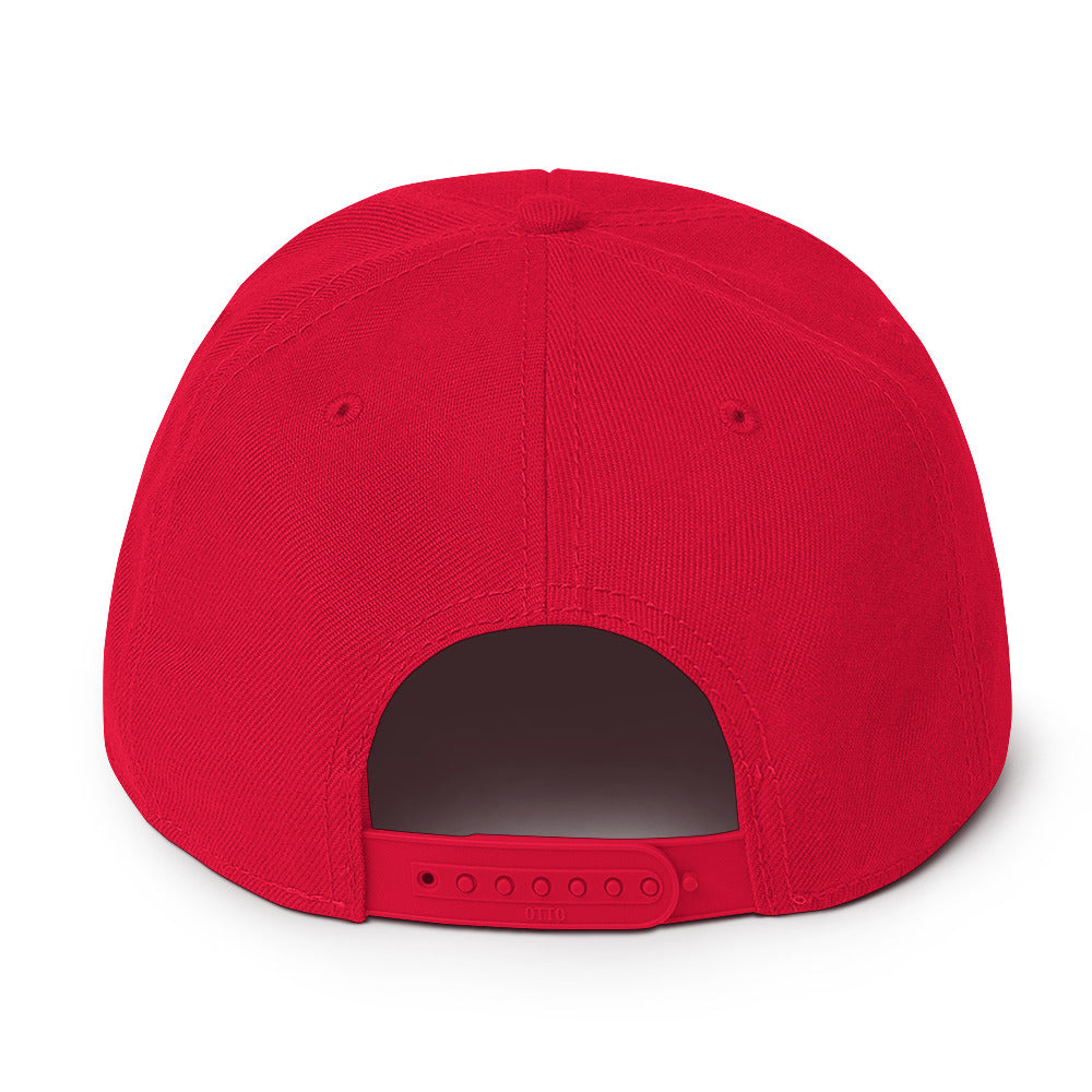 Red Heavy Metal Biker Cross Symbol Embroidered Flat Bill Cap Snapback Hat