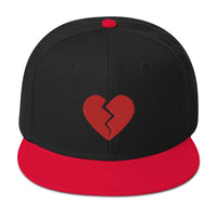 Red Broken Heart Valentine's Day Embroidered Flat Bill Cap embroidered snapback hat, product image 8