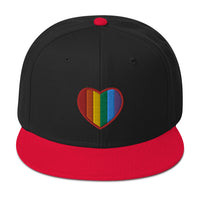 Gay Pride Rainbow Colors Heart Embroidered Flat Bill Cap embroidered snapback hat, product image 8