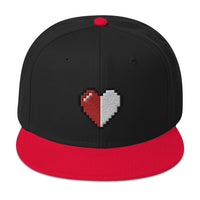Retro 8 Bit Video Game Pixelated Half Life Heart Embroidered Flat Bill Cap embroidered snapback hat, product image 8