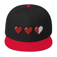 3 Heart Meter Retro 8 Bit Video Game Pixelated Embroidered Flat Bill Cap embroidered snapback hat, product image 8