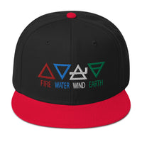 Four Elements of Matter: Fire, Water, Wind, Earth Embroidered Flat Bill Cap embroidered snapback hat, product image 7