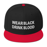 Wear Black Drink Blood Embroidered Flat Bill Cap embroidered snapback hat, product image 7