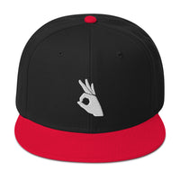 Okay Sign Hand Gesture Symbol Embroidered Flat Bill Cap embroidered snapback hat, product image 7