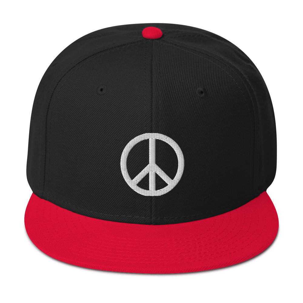Peace Symbol Icon Namaste No War Embroidered Flat Bill Cap Snapback Hat