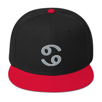 Zodiac Sign Cancer Embroidered Flat Bill Cap embroidered snapback hat, product image 6