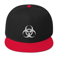 White Bio Hazard Symbol Warning Sign Embroidered Flat Bill Cap embroidered snapback hat, product image 8