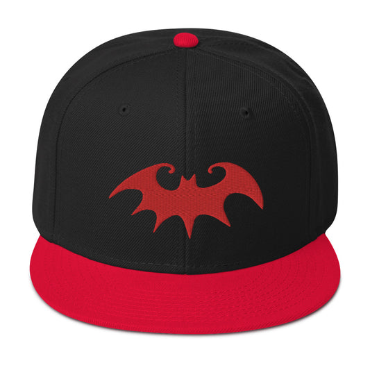 Whimsical Halloween Vampire Bat Embroidered Flat Bill Cap embroidered snapback hat, product image 1