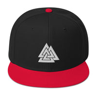 Viking Valknut Triangles of Power and Glory Embroidered Flat Bill Cap embroidered snapback hat, product image 8