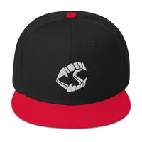 White Vampire Novelty Halloween Fangs Embroidered Flat Bill Cap embroidered snapback hat, product image 8