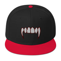 Bloody Dracula Vampire Fangs Embroidered Flat Bill Cap embroidered snapback hat, product image 8