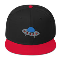 Space Alien Ship UFO Flying Saucer Embroidered Flat Bill Cap embroidered snapback hat, product image 7