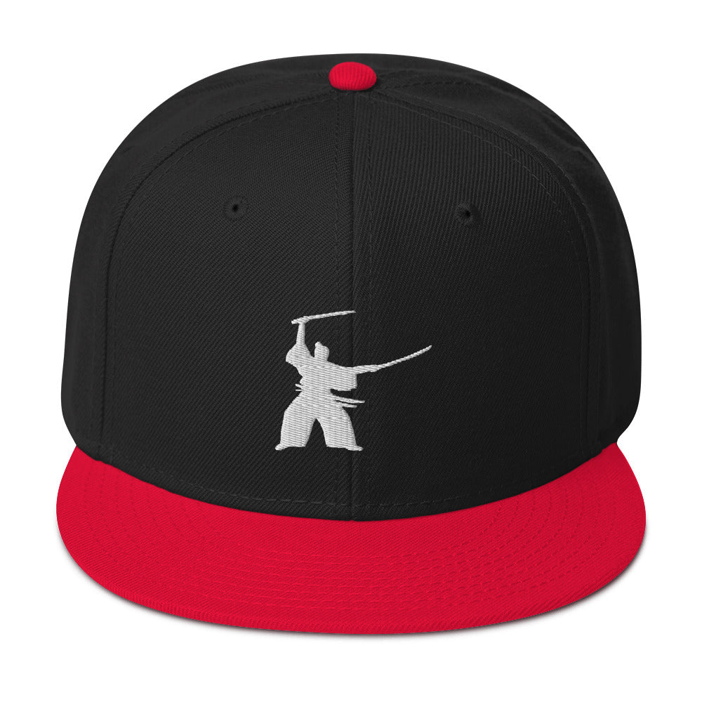 Samurai Two Sword Technique Embroidered Flat Bill Cap Snapback Hat