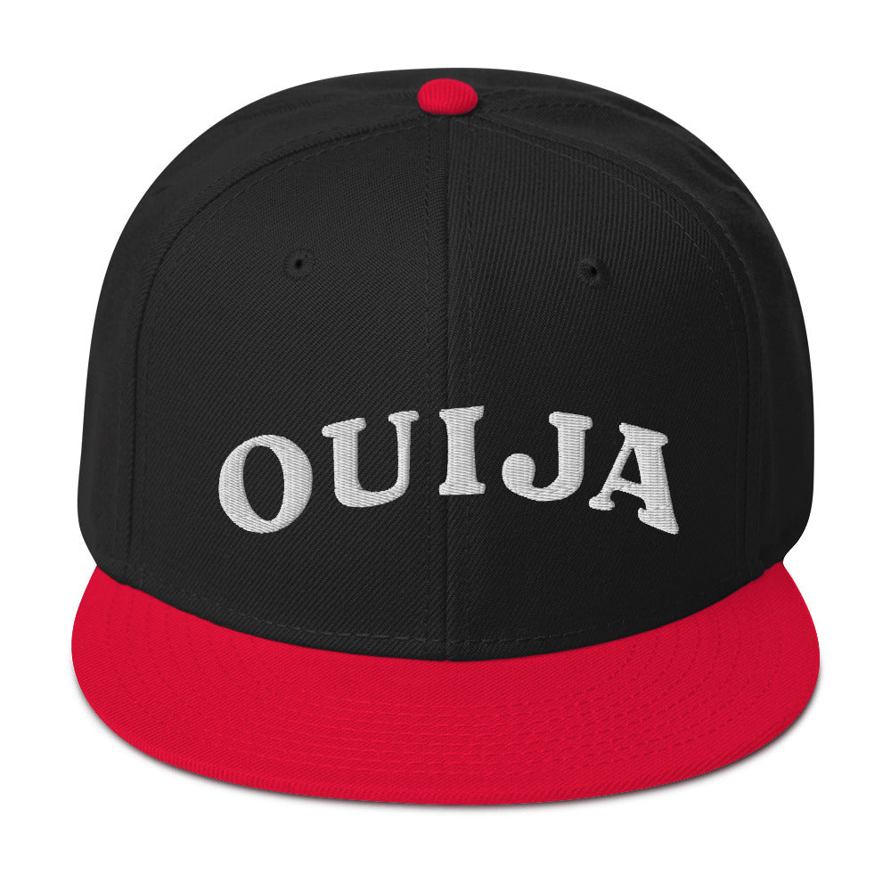 White Ouija Spirit Board Words Embroidered Flat Bill Cap Snapback Hat