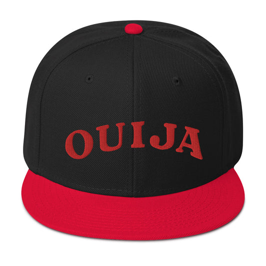 Red Ouija Spirit Board Words Embroidered Flat Bill Cap embroidered snapback hat, product image 1