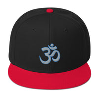 Grey OM Sacred Spiritual Symbol Embroidered Flat Bill Cap embroidered snapback hat, product image 8