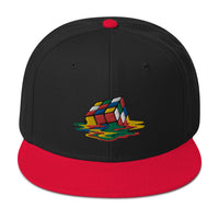 Melting Speed Cube Gaming Puzzle Box Embroidered Flat Bill Cap embroidered snapback hat, product image 1