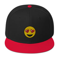 Heart – Eyes Emoji Embroidered Emoticon Flat Bill Cap embroidered snapback hat, product image 8