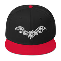 White Gothic Vine Wrought Iron Bat Embroidered Flat Bill Cap embroidered snapback hat, product image 8