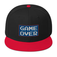 Game Over 8 Bit Embroidered 80's Retro Style Flat Bill Cap embroidered snapback hat, product image 8