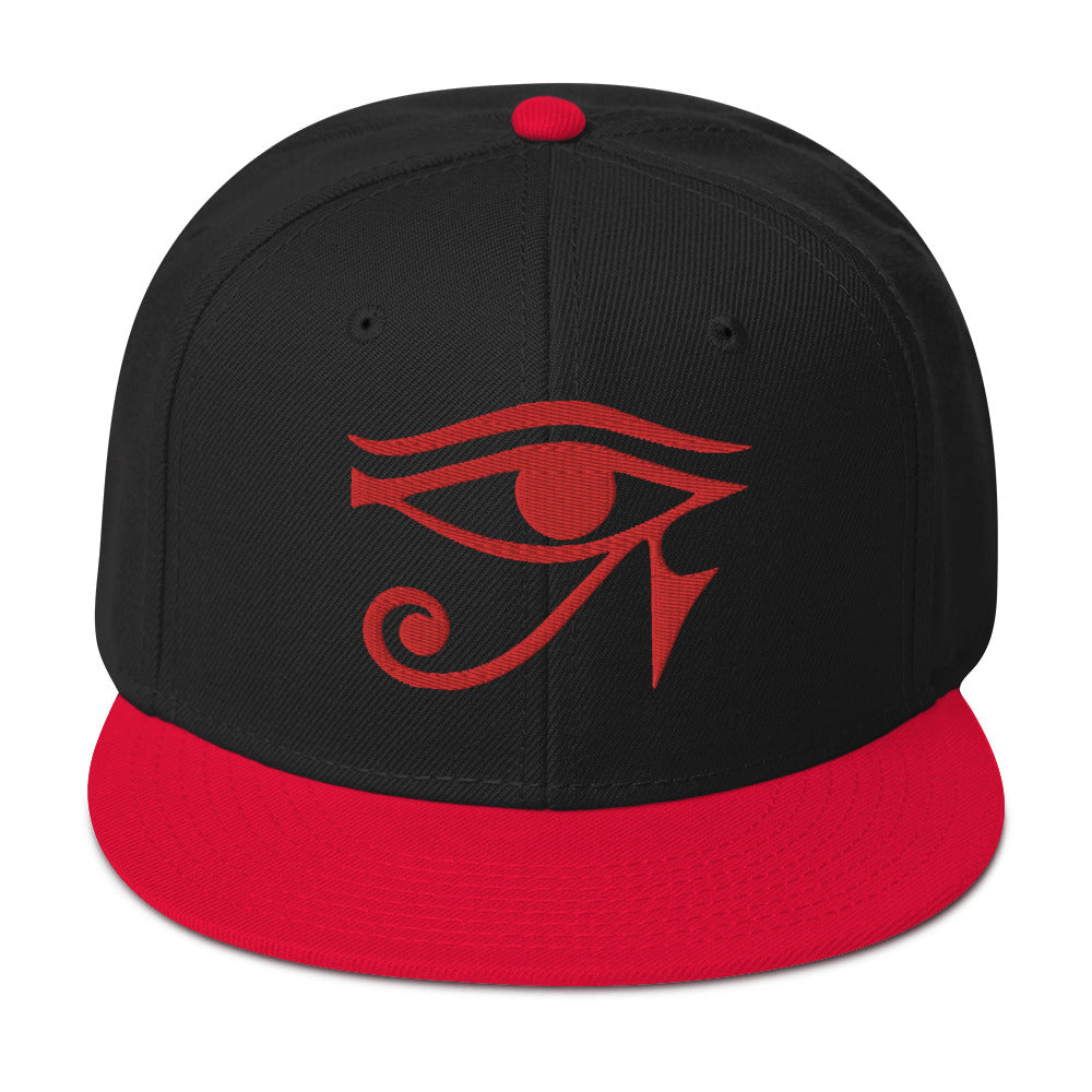 Red Eye of Ra Egyptian Goddess Embroidered Flat Bill Cap Snapback Hat