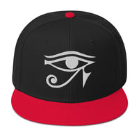 White Eye of Ra Egyptian Goddess Embroidered Flat Bill Cap embroidered snapback hat, product image 8