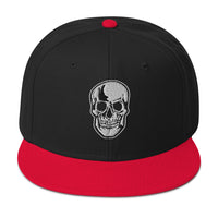 Death Skull Embroidered Horror Style Flat Bill Cap embroidered snapback hat, product image 8