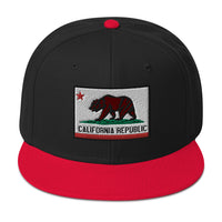 California U.S. State Flag Embroidered Flat Bill Cap embroidered snapback hat, product image 8