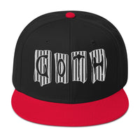 Black and White Vertical Stripe Goth Embroidered Flat Bill Cap embroidered snapback hat, product image 8