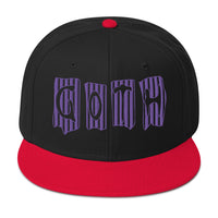 Black and Purple Vertical Stripe Goth Embroidered Flat Bill Cap embroidered snapback hat, product image 7