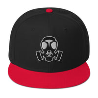 White Bio Hazard Gas Mask Embroidered Flat Bill Cap embroidered snapback hat, product image 8