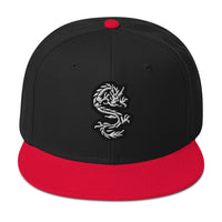 White Ancient Chinese Dragon Embroidered Flat Bill Cap embroidered snapback hat, product image 8