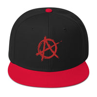 Red Anarchy Sign Punk Rock Chaos Embroidered Flat Bill Cap embroidered snapback hat, product image 1