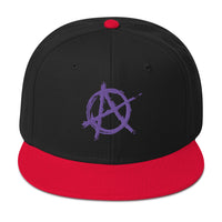 Purple Anarchy Sign Punk Rock Chaos Embroidered Flat Bill Cap embroidered snapback hat, product image 7