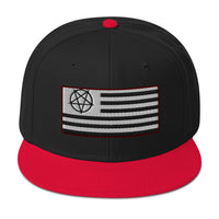 American Satanist Inverted Pentagram U.S. Flag Embroidered Flat Bill Cap embroidered snapback hat, product image 8