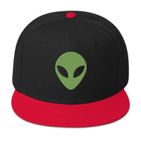 Alien Face Little Green Men Embroidered Flat Bill Cap embroidered snapback hat, product image 8