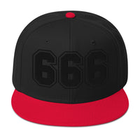 Black 666 The Number of the Beast Evil Embroidered Flat Bill Cap embroidered snapback hat, product image 7