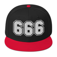White 666 The Number of the Beast Evil Embroidered Flat Bill Cap embroidered snapback hat, product image 8