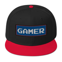 80's Retro Style 8 Bit Gamer Embroidered Flat Bill Cap embroidered snapback hat, product image 8