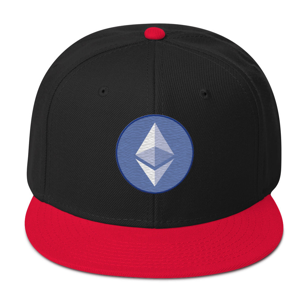 ETH Ethereum Round Logo Cryptocurrency Symbol Flat Bill Cap Snapback Hat