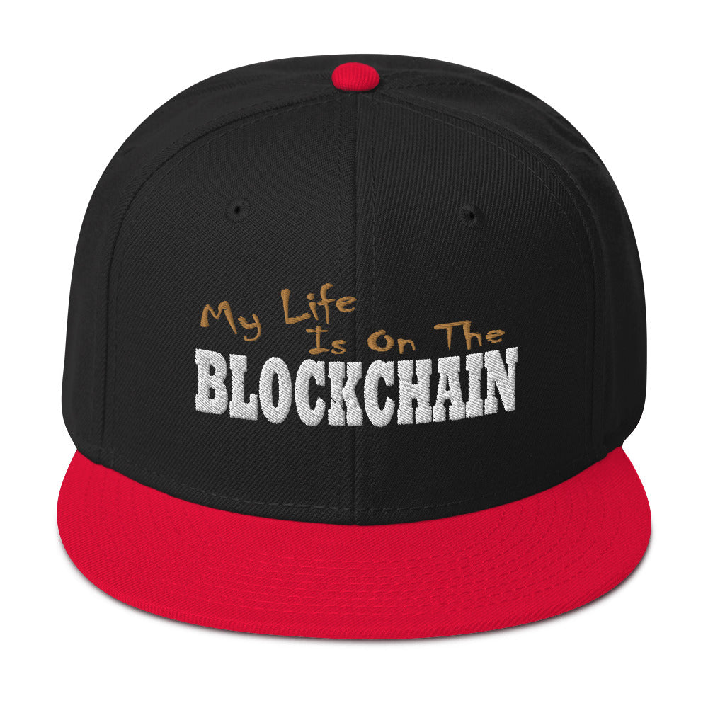 My Life is on the Blockchain Crypto Satire Bitcoin Ethereum Flat Bill Cap Snapback Hat