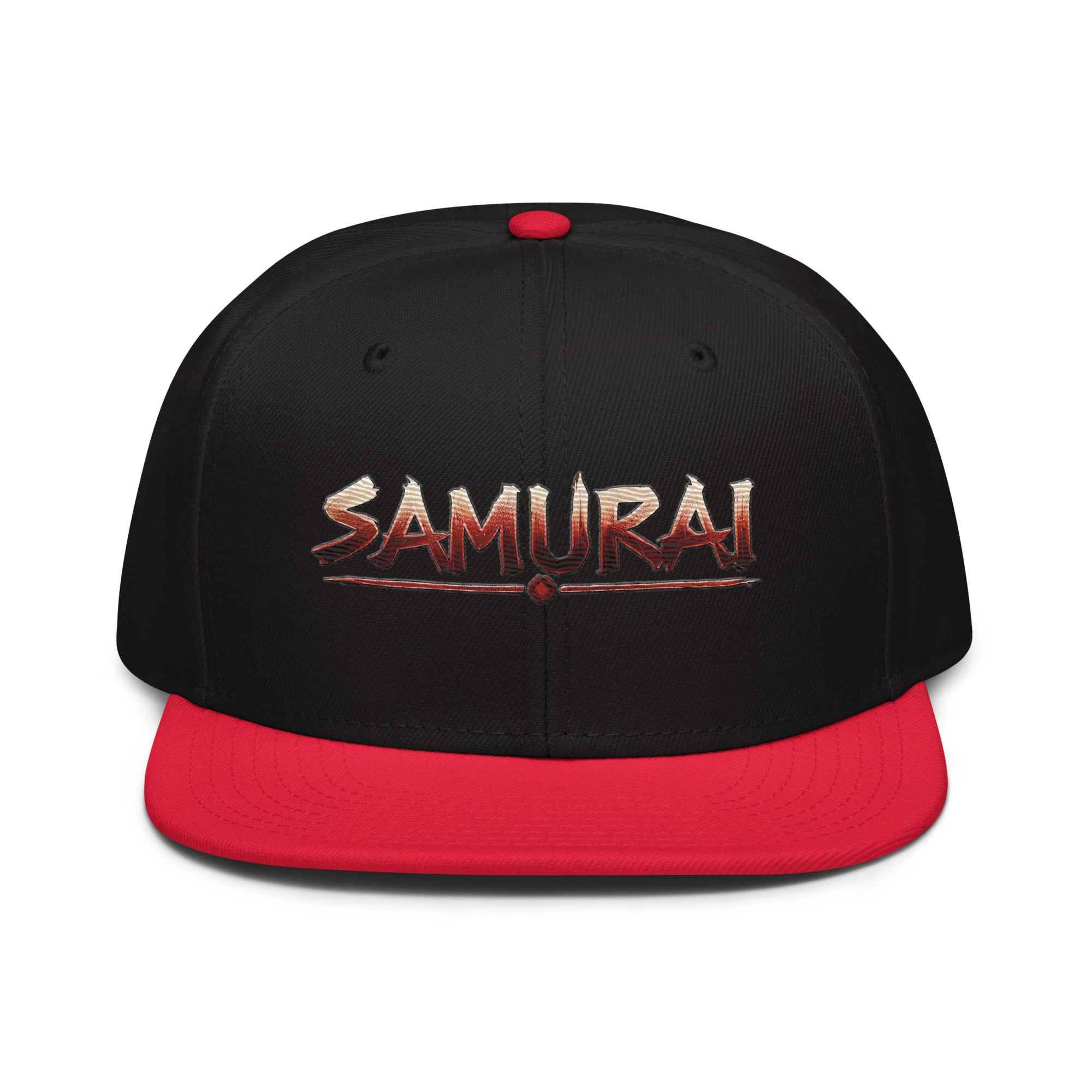 Anime Samurai Warrior Embroidered Flat Bill Snapback Hat