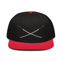 Dual Samurai Swords Anime Warrior Embroidered Flat Bill embroidered snapback hat, product image 5